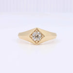 Load image into Gallery viewer, Solitaire Old European Cut Diamond Signet Ring, 0.53ct I S1 in 14K Yellow Gold - Kizer Cummings Jewelers