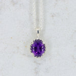 Load image into Gallery viewer, Amethyst Pendant, 1.74ct Oval Amethyst in Sterling Silver, 16–18 inch Chain