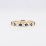 Load image into Gallery viewer, Sapphire and Diamond Alternating Band in Yellow Gold
