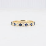 Load image into Gallery viewer, Sapphire and Diamond Alternating Band, 0.25cttw Sapphire with 0.20cttw Diamonds in 14KT Yellow Gold - Kizer Cummings Jewelers