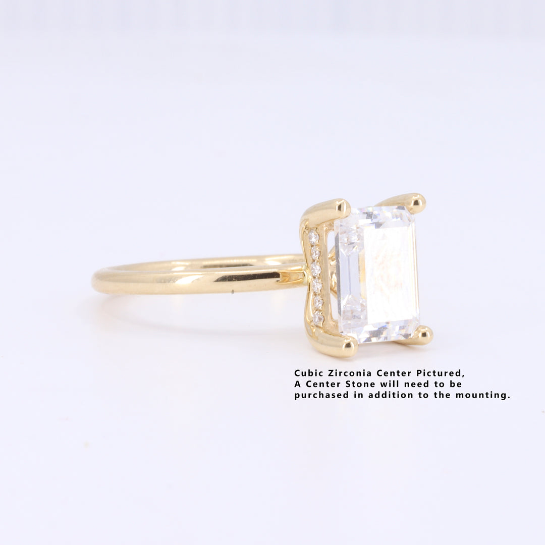 SEMI-MOUNT Hidden Halo Diamond Engagement Ring in Yellow Gold