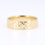 Load image into Gallery viewer, Hammered gold band ring, polished 14k yellow gold, modern design, perfect for unisex styles or wedding bands.