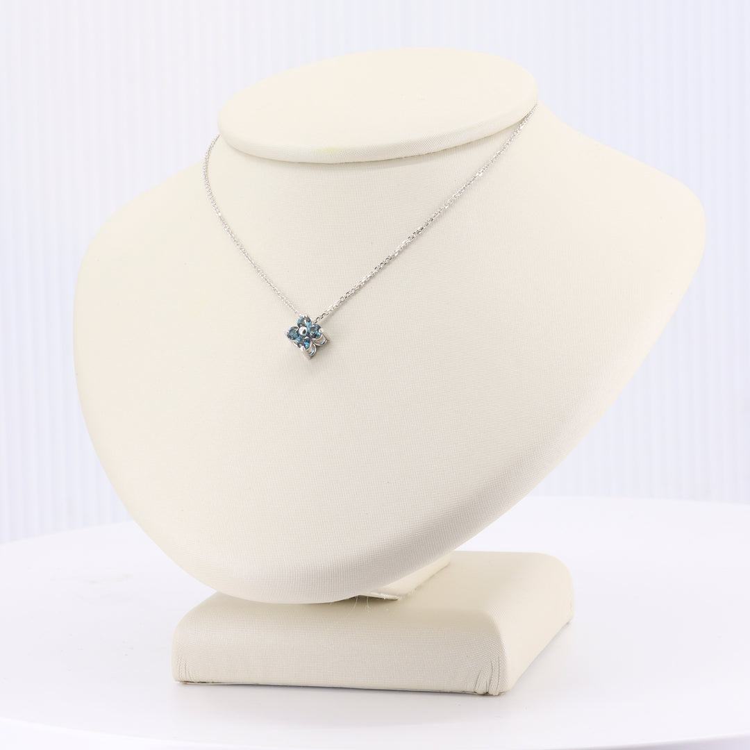 London Blue Topaz Quatrefoil Pendant in White Gold