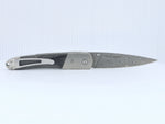 Load image into Gallery viewer, 4" Liner Lock Knife w/pocket clip- Mammoth Tusk Inlay with Damascus Steel Blade