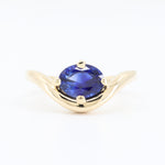 Load image into Gallery viewer, Sapphire Wave Ring, 1.35ct Oval Blue Sapphire in 14K Yellow Gold