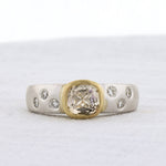 Load image into Gallery viewer, Upcycled Cushion Cut Diamond Two Tone Ring in 14K
