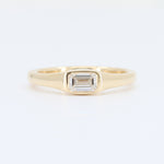 Load image into Gallery viewer, Emerald Cut Diamond Ring, 0.51ct F VS2 Bezel Set in 14K Yellow Gold