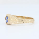 Load image into Gallery viewer, Sapphire Hand Engraved Ring, 0.49ct in 14K Yellow Gold - Kizer Cummings Jewelers