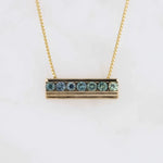 Load image into Gallery viewer, Montana Sapphire Bar Pendant, 1.28cttw in 14K Yellow Gold, 20 inch Chain - Kizer Cummings Jewelers