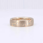 Load image into Gallery viewer, Mokume Gane Ring, Oak Pattern in 14K Rose Gold, 14K White Gold, Silver, 6mm - Kizer Cummings Jewelers