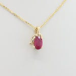 Load image into Gallery viewer, Oval Ruby Floral Pendant, 0.64ct Ruby in 14K Yellow Gold, 18 inch Chain