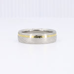 Load image into Gallery viewer, Wood Pattern Damascus Steel Band with 18KY Offset Inlay