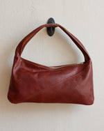 Load image into Gallery viewer, Brown Leather Shoulder Bag with Brass Zipper