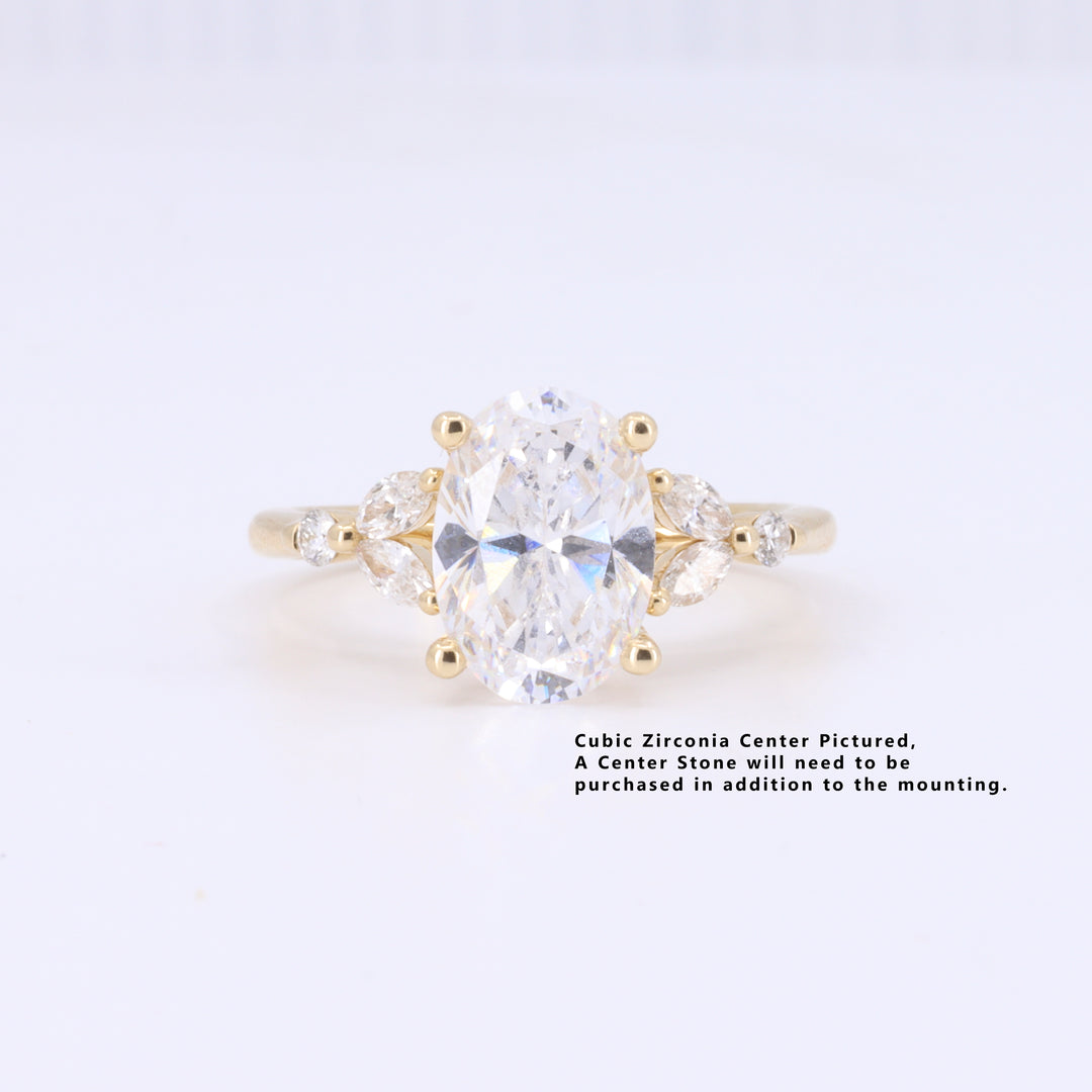 SEMI-MOUNT Floral Diamond Engagement Ring in Yellow Gold
