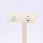 Load image into Gallery viewer, Australian Opal Stud Earrings, 0.88cttw Bezel Set in 14K Yellow Gold