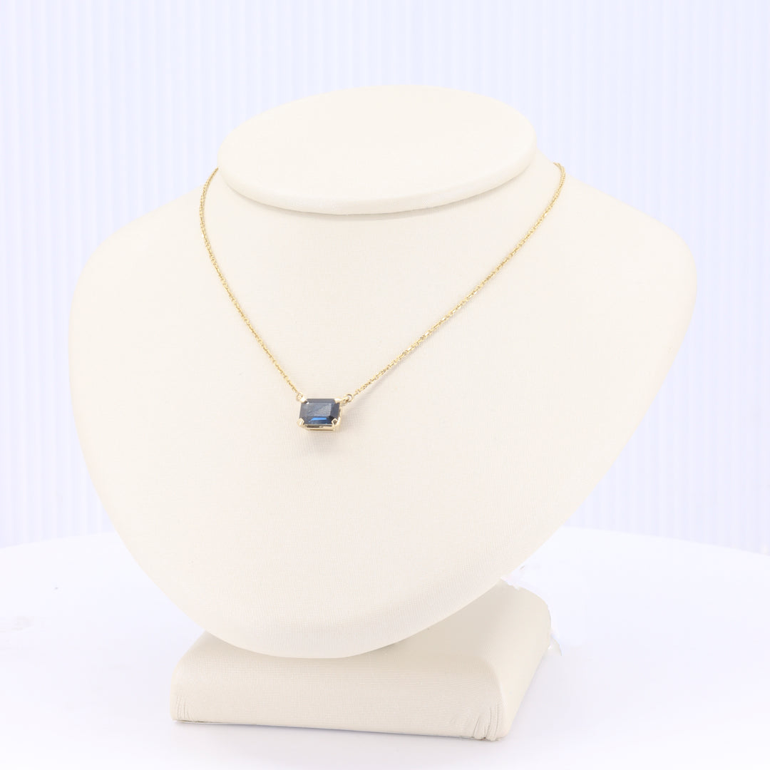 East/West Sapphire Pendant in Yellow Gold