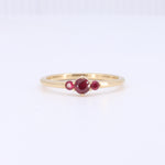 Load image into Gallery viewer, Three-Stone Ruby Ring in Yellow Gold