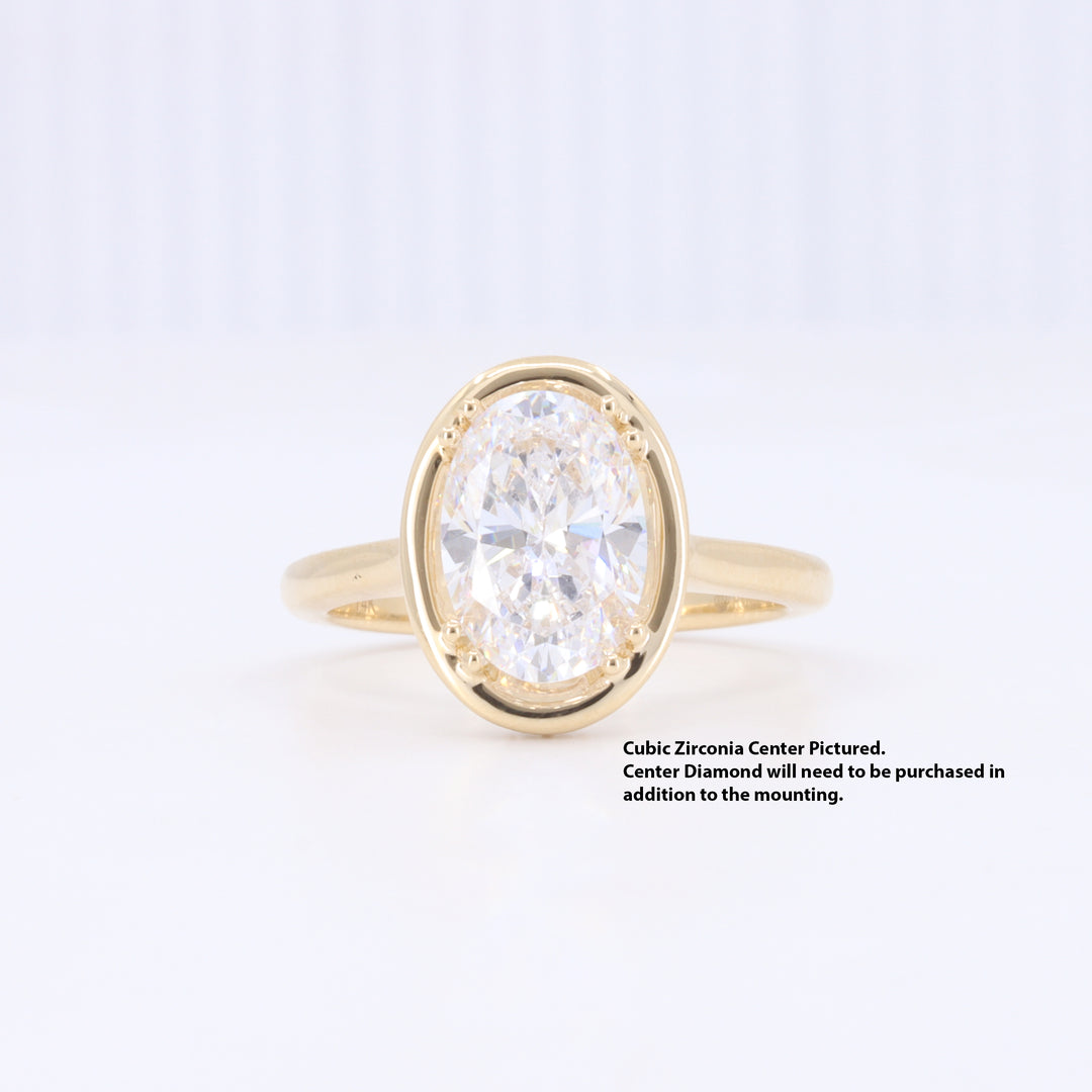 SEMI-MOUNT Dropped Faux Bezel w/ Hidden Halo in Yellow Gold