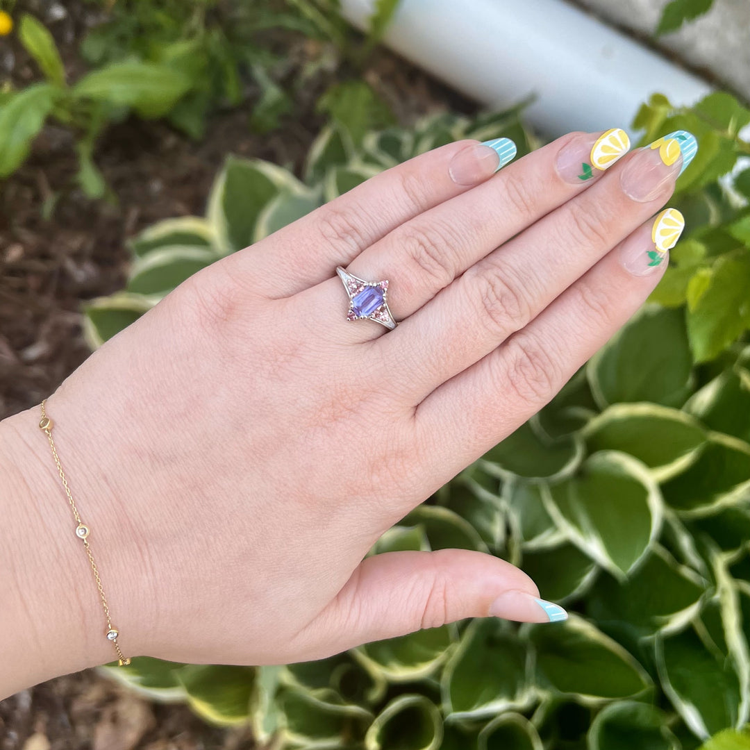 Lilac Sweetheart Sapphire Ring in White Gold