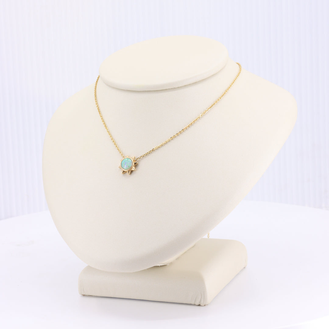 Sunburst Australian Opal Pendant in Yellow Gold