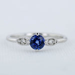 Load image into Gallery viewer, Blue Sapphire Birthstone Ring in White Gold
