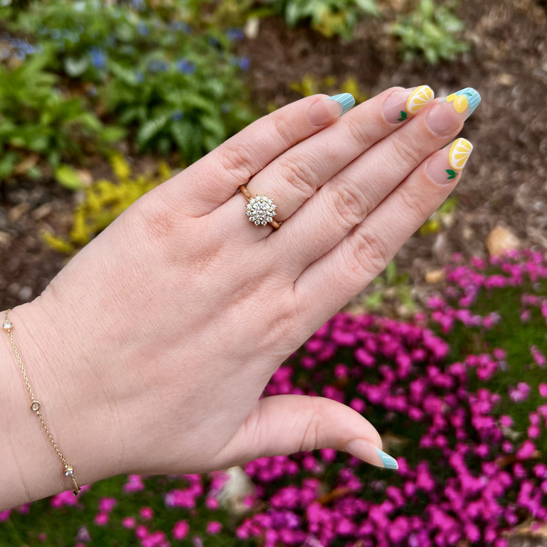 Starburst Halo Engagement Ring in Yellow Gold