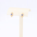 Load image into Gallery viewer, Leaf Spray Sapphire Stud Earrings in Yellow Gold