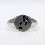 Load image into Gallery viewer, Scattered Blue Sapphire Signet Ring in White Gold
