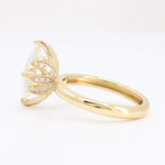 Load image into Gallery viewer, Gold floral engagement ring with large diamond and sparkling accents, elegant and vintage-inspired design.