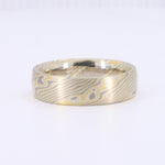 Load image into Gallery viewer, Mokume Gane Band, Birch Pattern, in 18K yellow gold, Palladium 500, Silver, 6mm