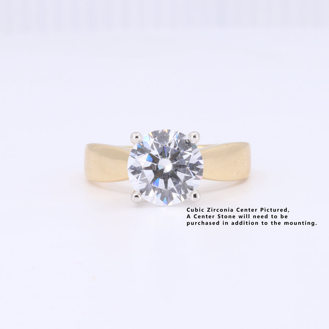SEMI-MOUNT Hidden Halo and Wide Shank Diamond Engagement Ring in Yellow and White Gold