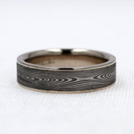 Load image into Gallery viewer, Infinity Pattern Damascus Steel Band with 18K Palladium White Gold
