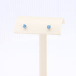 Load image into Gallery viewer, Swis Blue Topaz Stud Earrings in White Gold