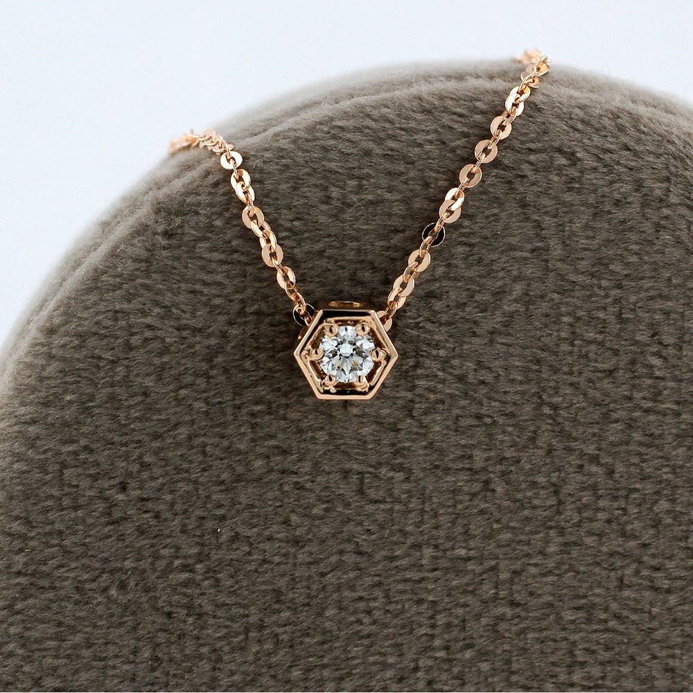 Hint of Heaven Hexagon Diamond Necklace in Rose Gold