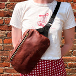 Load image into Gallery viewer, Textured Brown and Matte Black Leather Belt Bag