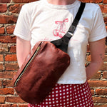 Load image into Gallery viewer, Textured Brown and Matte Black Leather Belt Bag - Kizer Cummings Jewelers