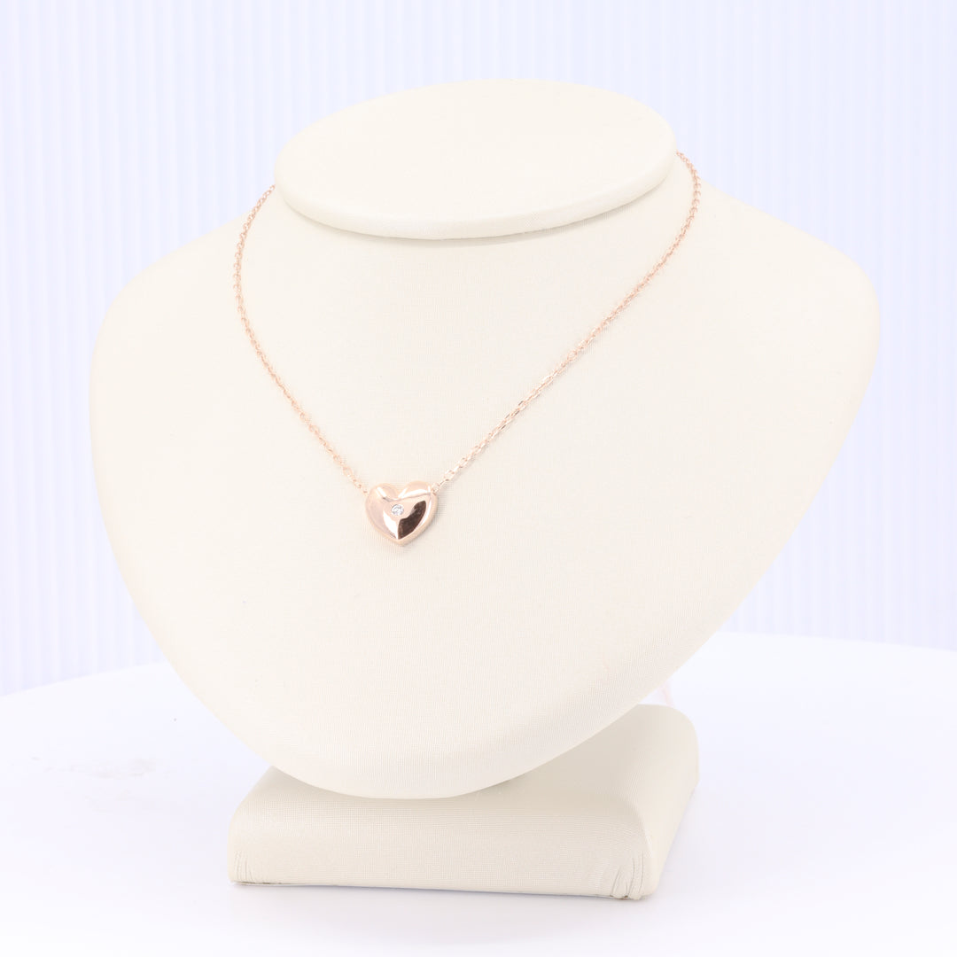 Puffy Heart Diamond Pendant in Rose Gold