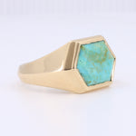 Load image into Gallery viewer, Hexagon Turquoise Signet Ring in Yellow Gold