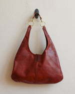 Load image into Gallery viewer, Brown Leather Shoulder Bucket Bag with Brass Hardware