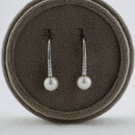 Load image into Gallery viewer, Pearl Drop Earrings with Diamonds in White Gold
