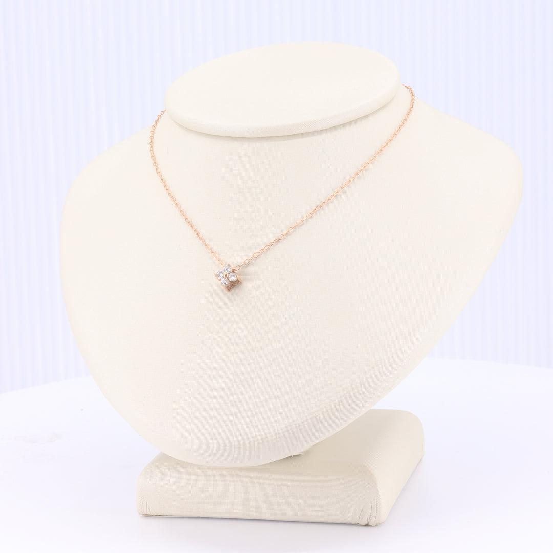Small Quatrefoil Diamond Pendant in Rose Gold