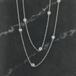 Load image into Gallery viewer, Diamond Station Necklace, 0.61cttw in 14K White Gold, 18 inch - Kizer Cummings Jewelers