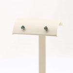 Load image into Gallery viewer, Elegant green and purple gemstone stud earrings, set in silver, perfect for a sophisticated accessory.