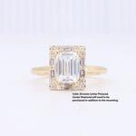 Load image into Gallery viewer, Emerald Cut Semi Mount Engagement Ring, 0.25cttw Natural Diamond Halo in 14K Yellow Gold