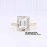 Load image into Gallery viewer, Emerald Cut Semi Mount Engagement Ring, 0.25cttw Natural Diamond Halo in 14K Yellow Gold - Kizer Cummings Jewelers