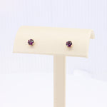 Load image into Gallery viewer, Grape Garnet Stud Earrings in Yellow Gold