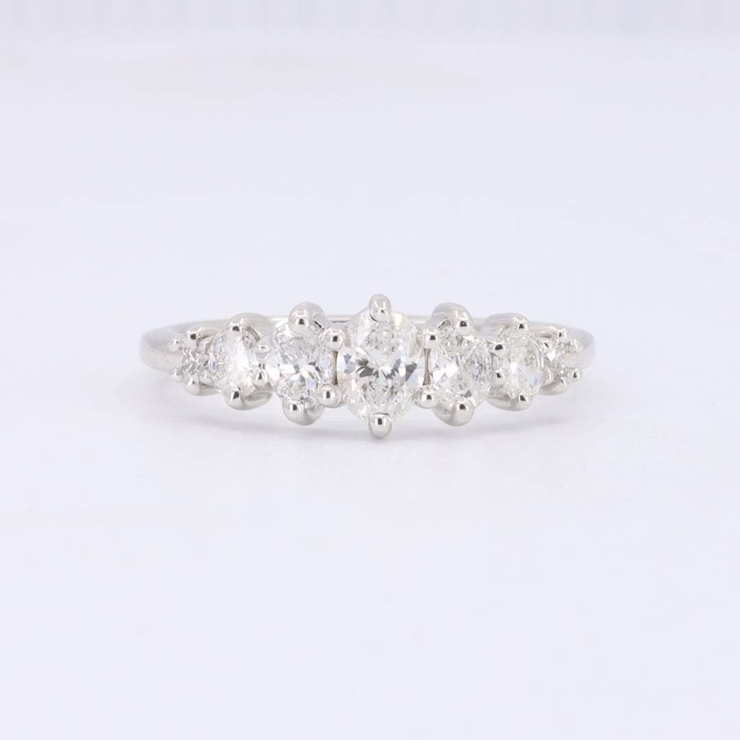 Seven Stone Graduated Oval Diamond Anniversary Band in White Gold