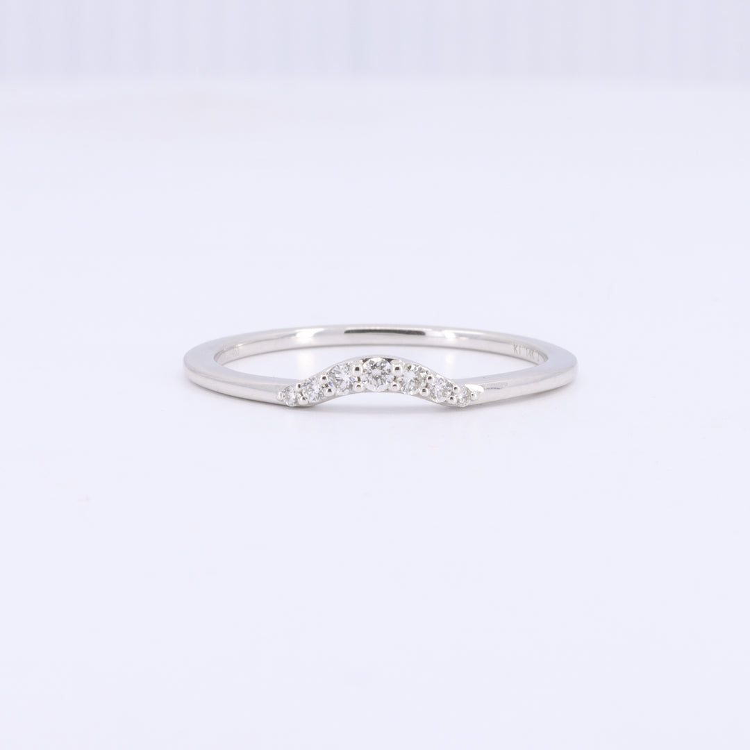 Curved Diamond Stackable Ring in White Gold
