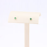 Load image into Gallery viewer, Emerald 3mm Stud Earrings in Yellow Gold