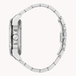 Load image into Gallery viewer, Silver stainless steel watch with a bold design and minimalist style, featuring a sturdy link bracelet.